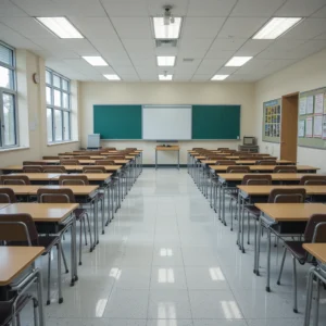 well-lit classroom