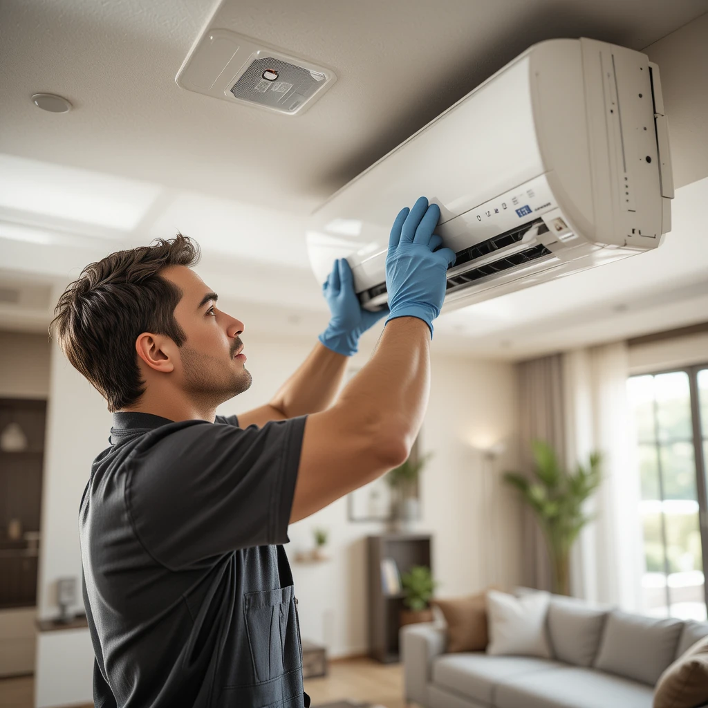 Air Conditioning Repair in Modern Villa